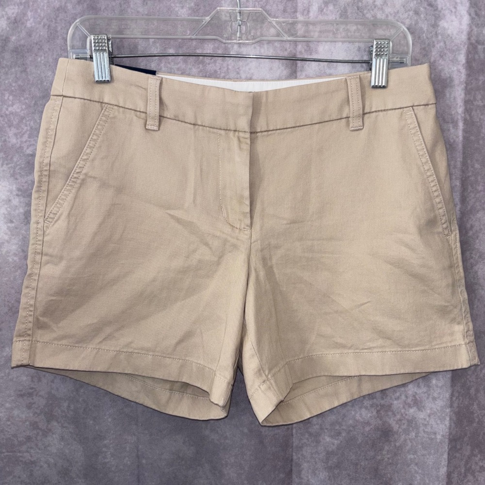 NWT J.Crew 5" Tan Chino 100% Cotton Shorts Chic Minimalist Preppy Women Size 4 - Picture 1 of 11